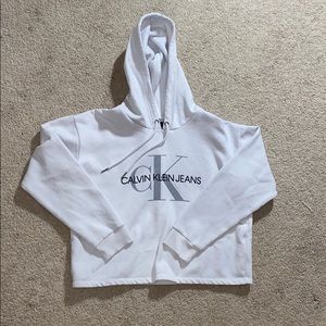White slightly Cropped Calvin Klein Jeans Hoodie